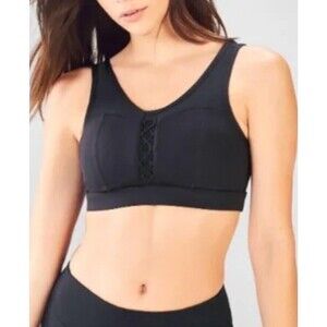 NWT Fabletics Veronica Black Lace UP Padded Sports Bra Women's Small